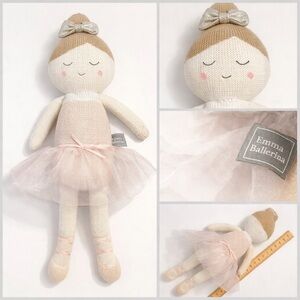 Emma Ballerina Knit Doll Plush 18” Neutral Nursery Decor Tutu Girl